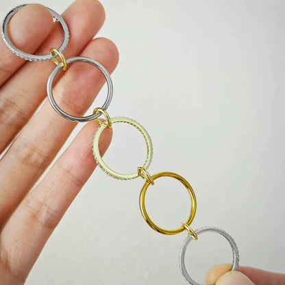 Spinelli Inspired Gold & Silver 5 Layer Triple Cubic Ring
