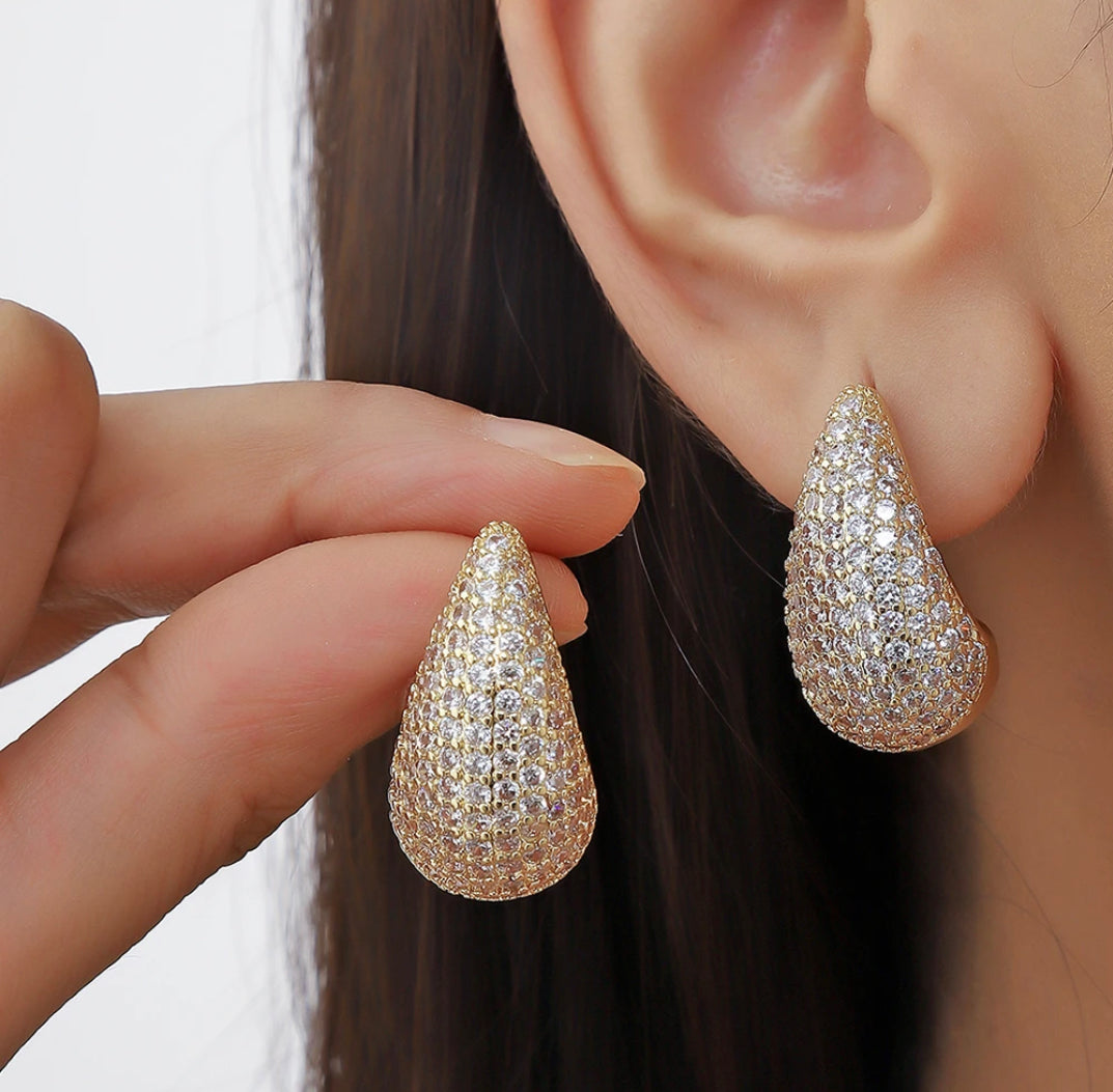 Silver BV Pave WaterDrop Earrings
