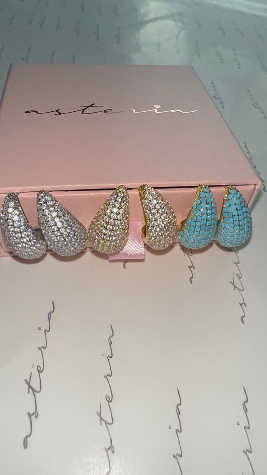 Turquoise BV Pave WaterDrop Earrings