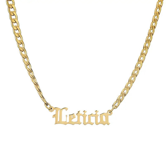 Personalised Cuban 3mm Nameplate Necklace (Gold, Silver, Rose)