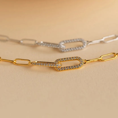 Interlinked Pave Clip Bracelet (Gold & Silver)