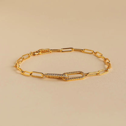 Interlinked Pave Clip Bracelet (Gold & Silver)
