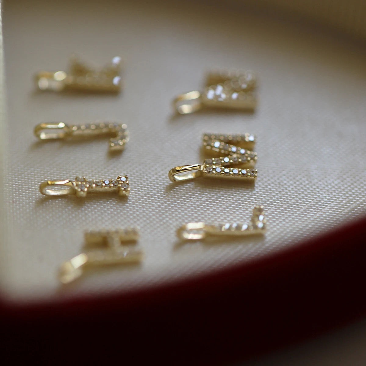 Gold Cutesy Initial Cubic Dangle Necklace (925)
