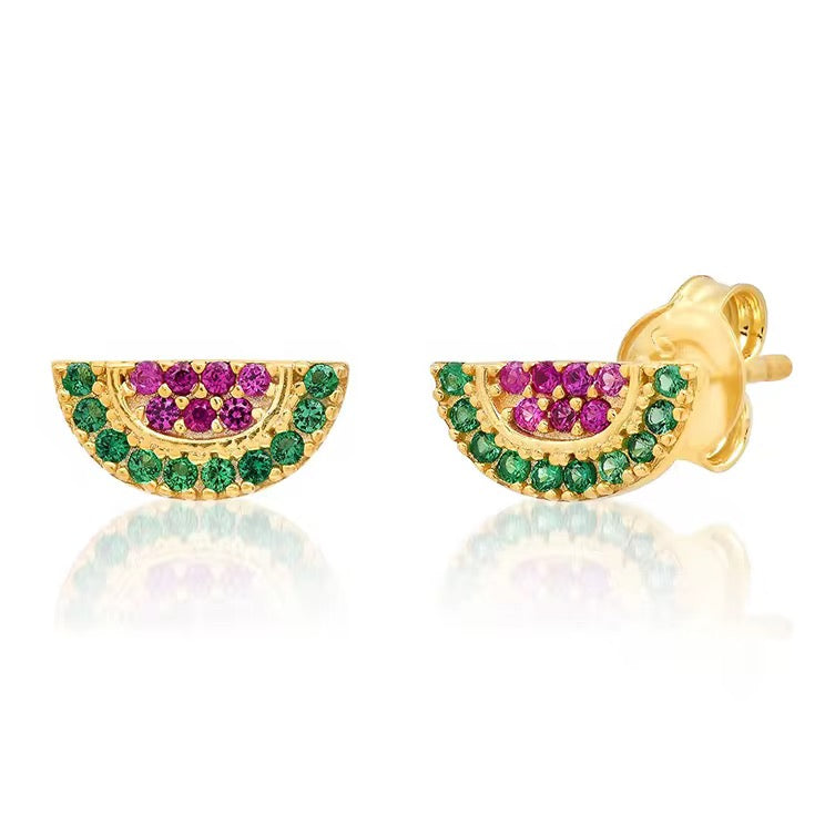 Gold Cutesy Watermelon Stud Earring