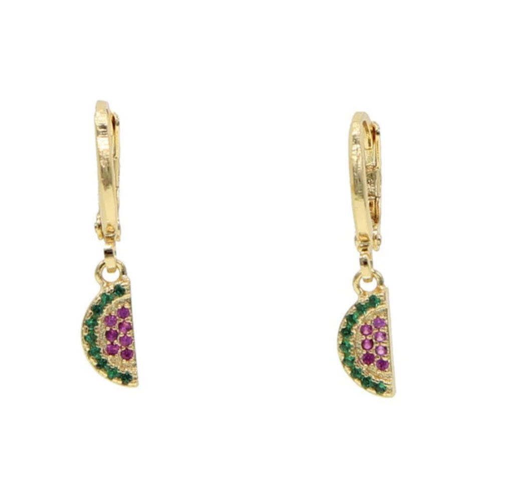 Gold Cutesy Watermelon Drop Earring