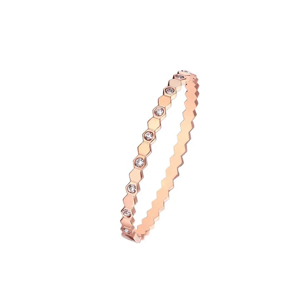 Rose Gold Honeycomb Bangles (S.Steel)