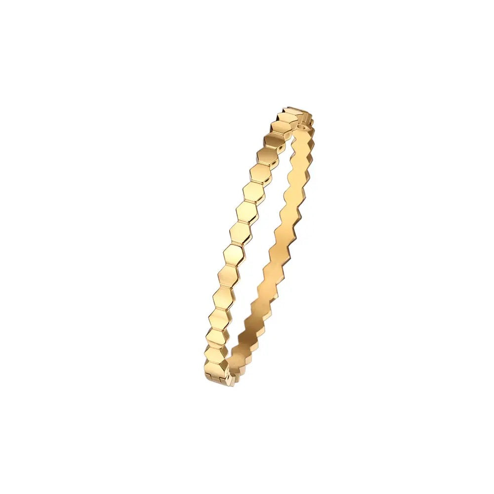 Gold Honeycomb Bangle (S. Steel)