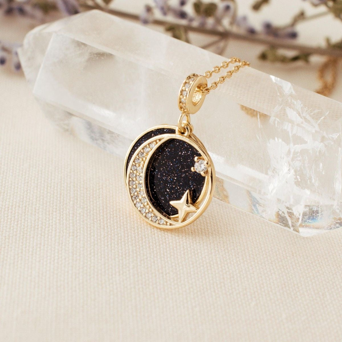 Blue Sandstone Interstellar Necklace (925, Vermeil Gold, Silver, Rose)