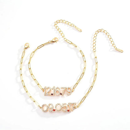Numerology Birthstone Paperclip Bracelet (Gold, Silver, Rose)