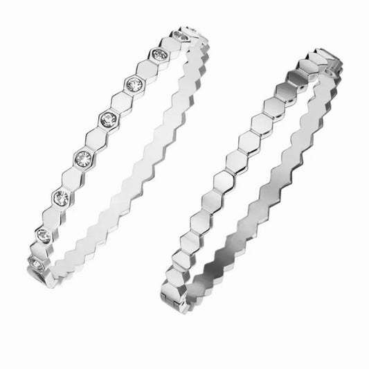 Silver Honeycomb Bangle (S.Steel)