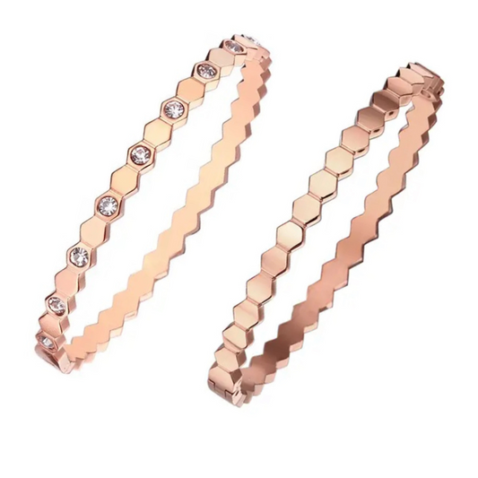 Rose Gold Honeycomb Bangles (S.Steel)