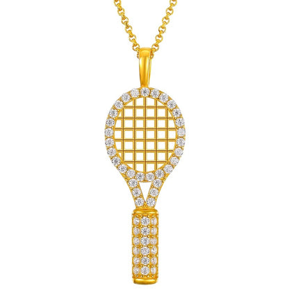 Moissanite Pave Tennis Racket Necklace (925, Vermeil, Gold & Silver)