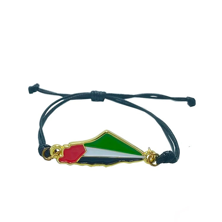 Gold & Silver & Enamel Flag Palestine Bracelet