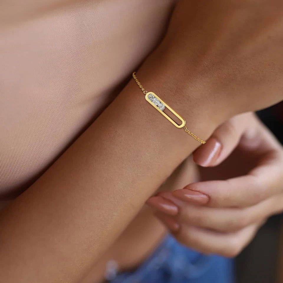 Gold Steel Movestone Bracelet