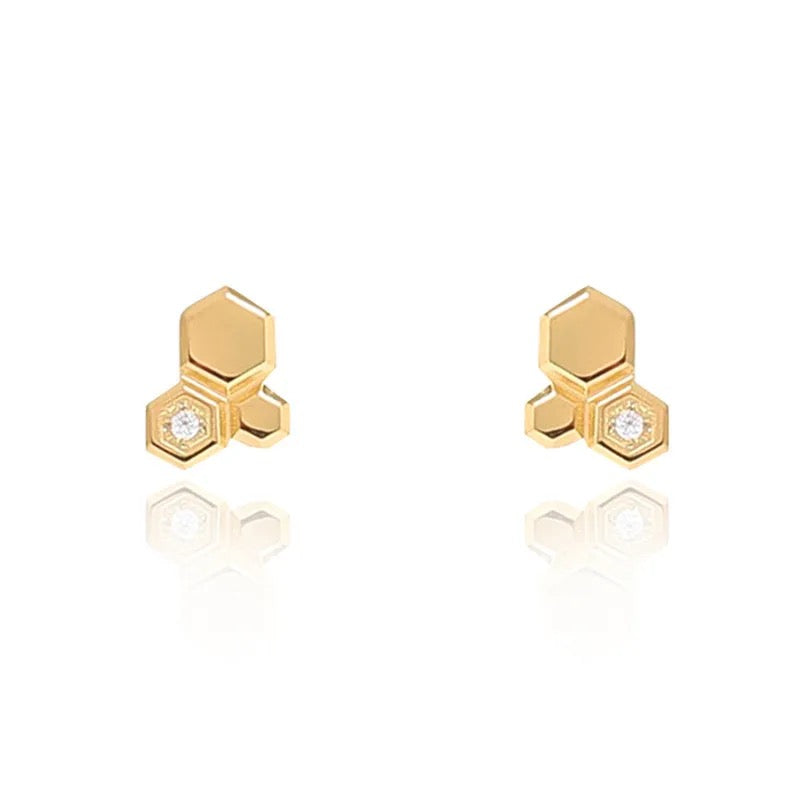 Gold Cubic Honeycomb Earring