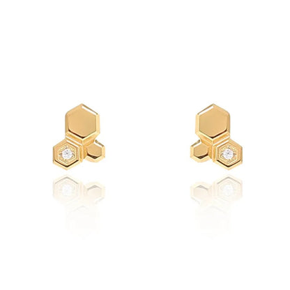 Gold Cubic Honeycomb Earring