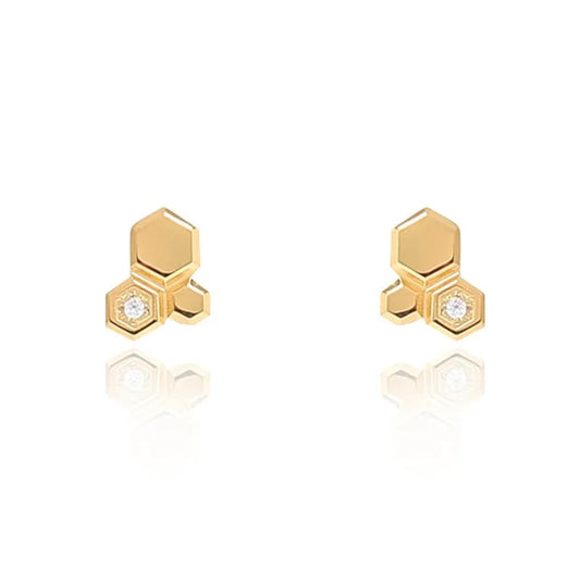 Gold Cubic Honeycomb Earring