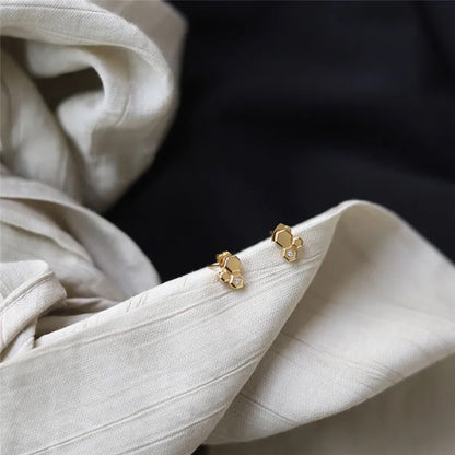 Gold Cubic Honeycomb Earring
