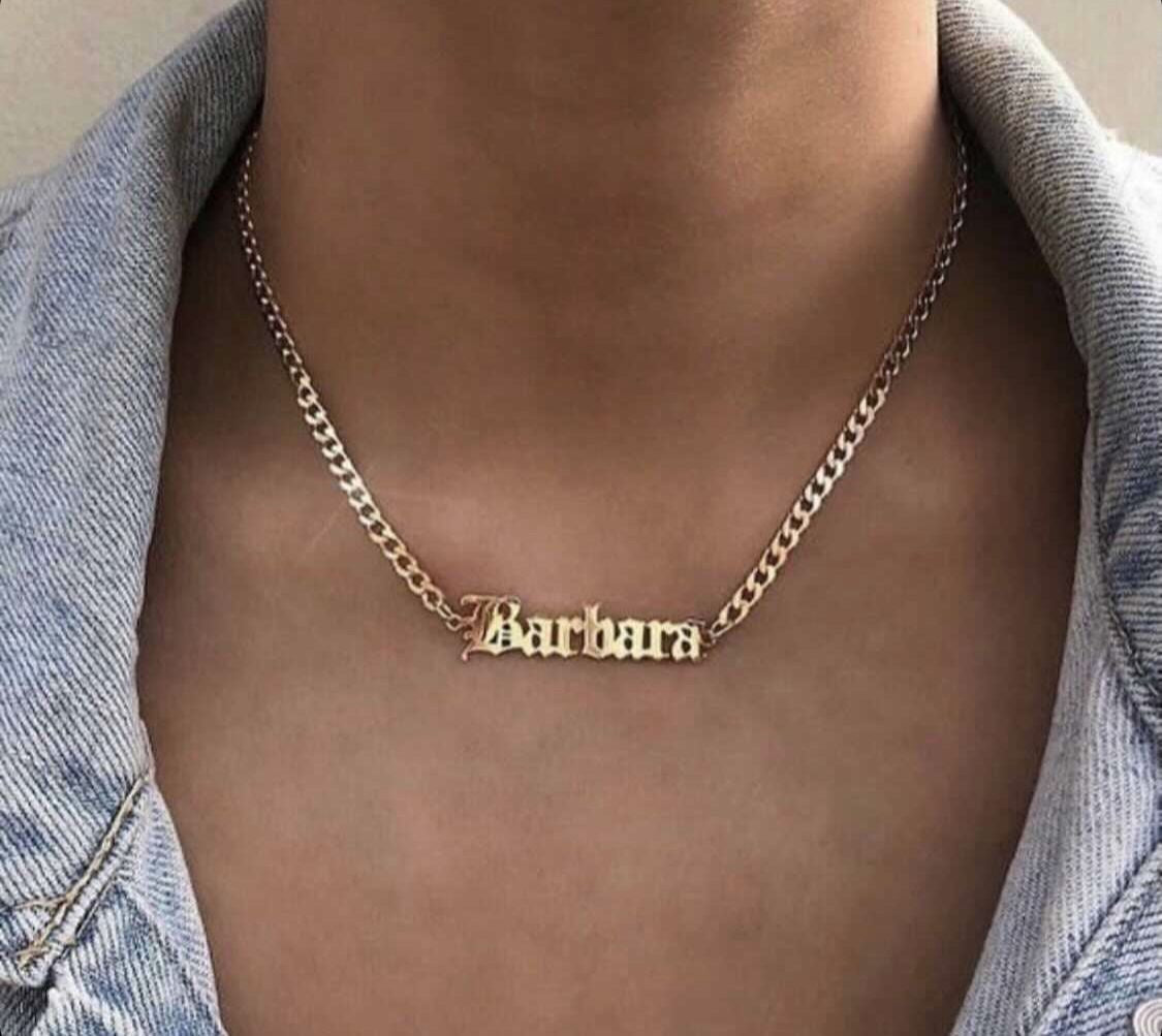 Personalised Cuban 3mm Nameplate Necklace (Gold, Silver, Rose)