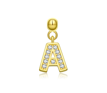 Elite Series Gold Pave NSCD Initial Charms (925, Vermeil)