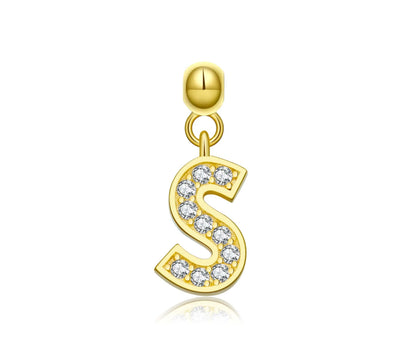 Elite Series Gold Pave NSCD Initial Charms (925, Vermeil)