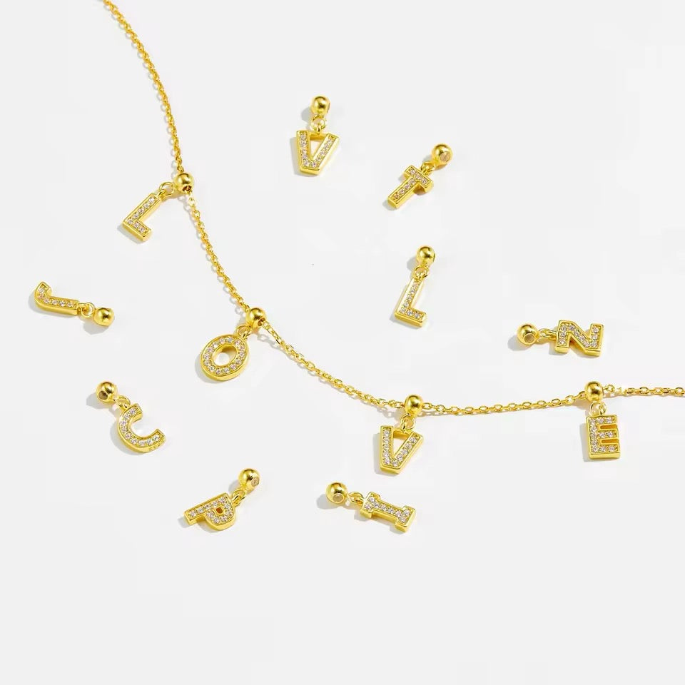 Elite Series Gold Pave NSCD Initial Charms (925, Vermeil)