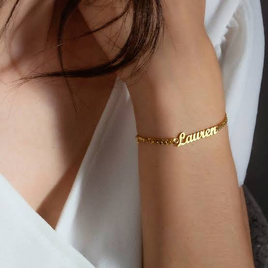 Personalised 3mm Cuban Nameplate Bracelet  (Gold, Silver, Rose)
