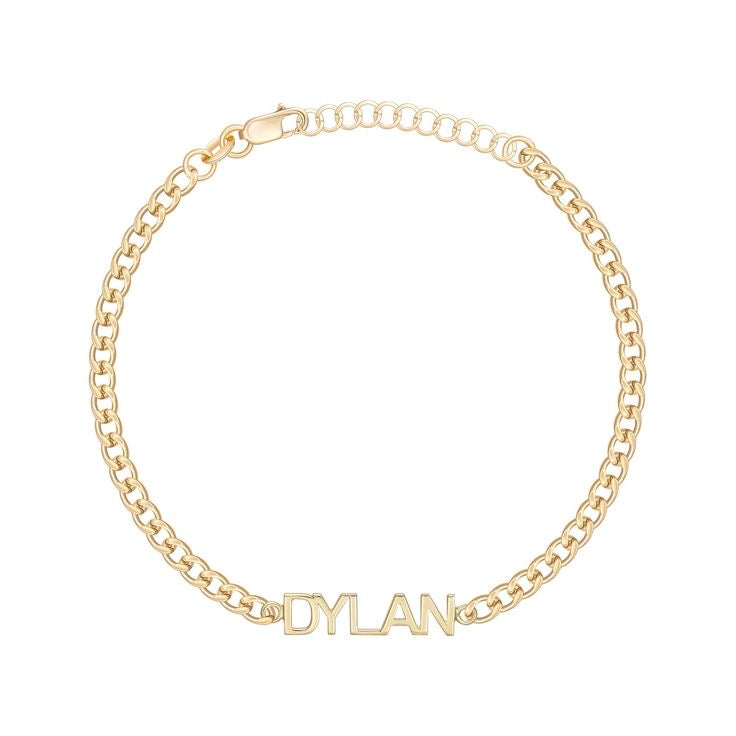 Personalised 3mm Cuban Nameplate Bracelet  (Gold, Silver, Rose)