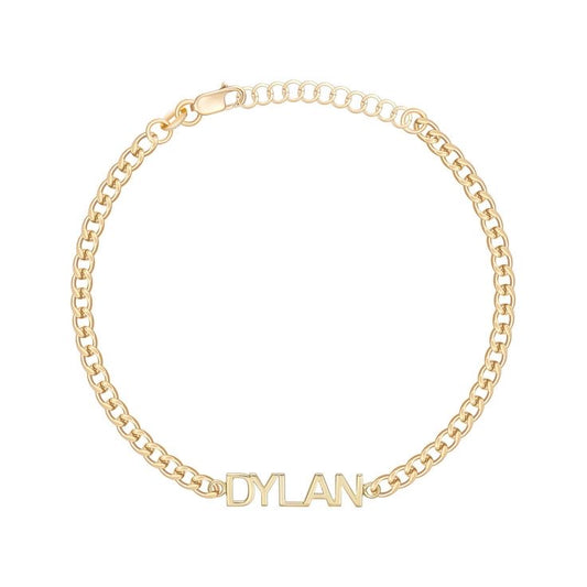 Personalised 3mm Cuban Nameplate Bracelet  (Gold, Silver, Rose)