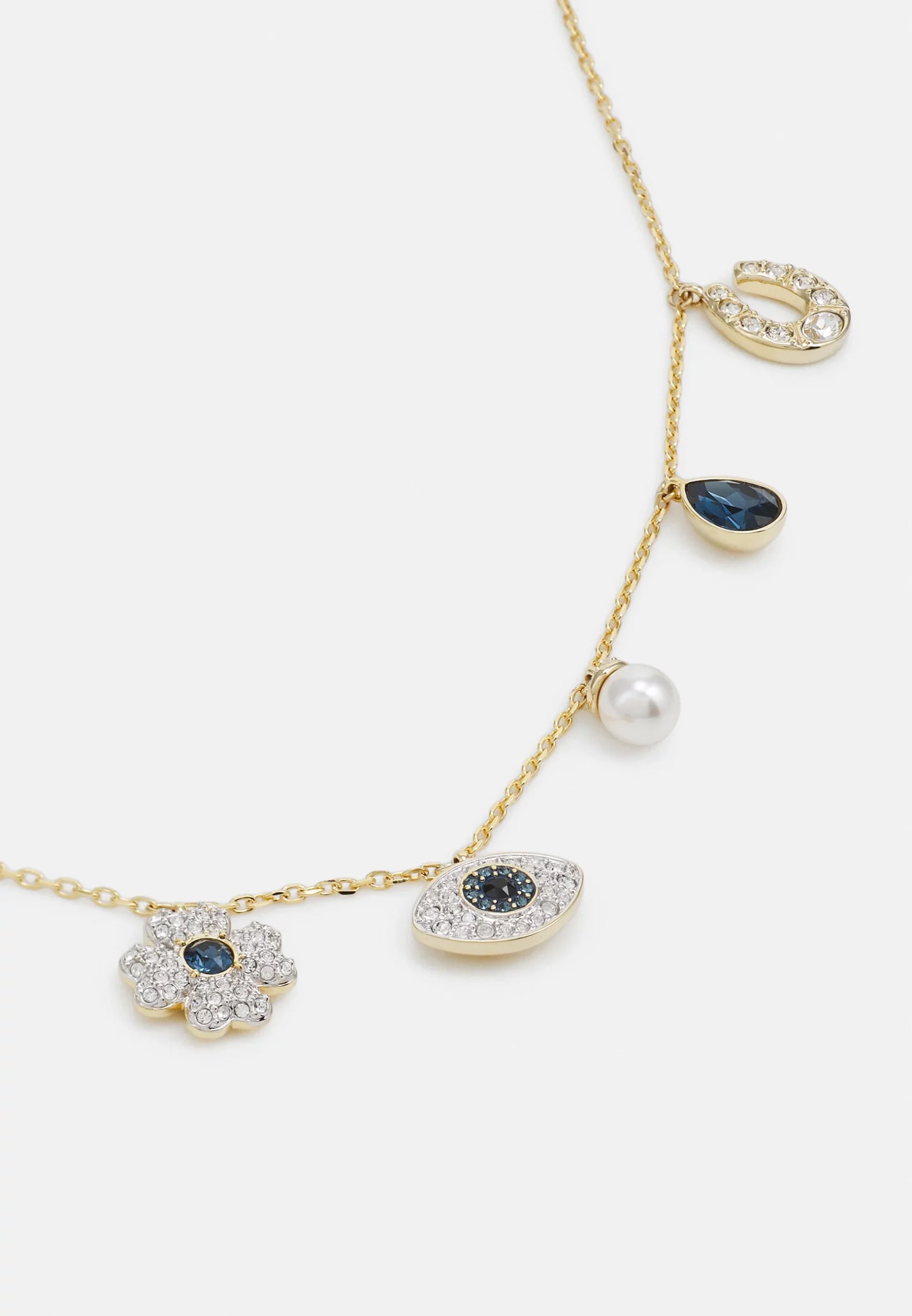 Gold Moonkissed Evil Eye Charm Dangle Necklace