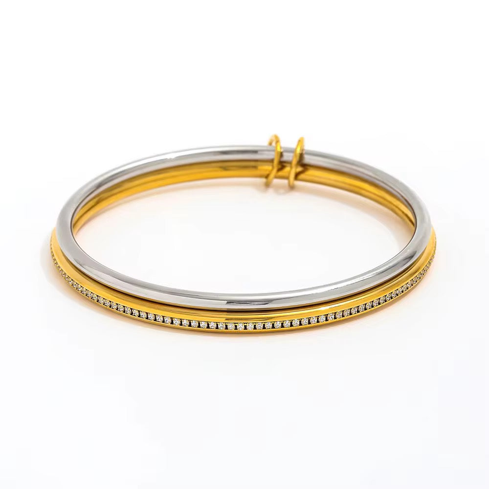 Two Tone Channel Satin Double Bangle