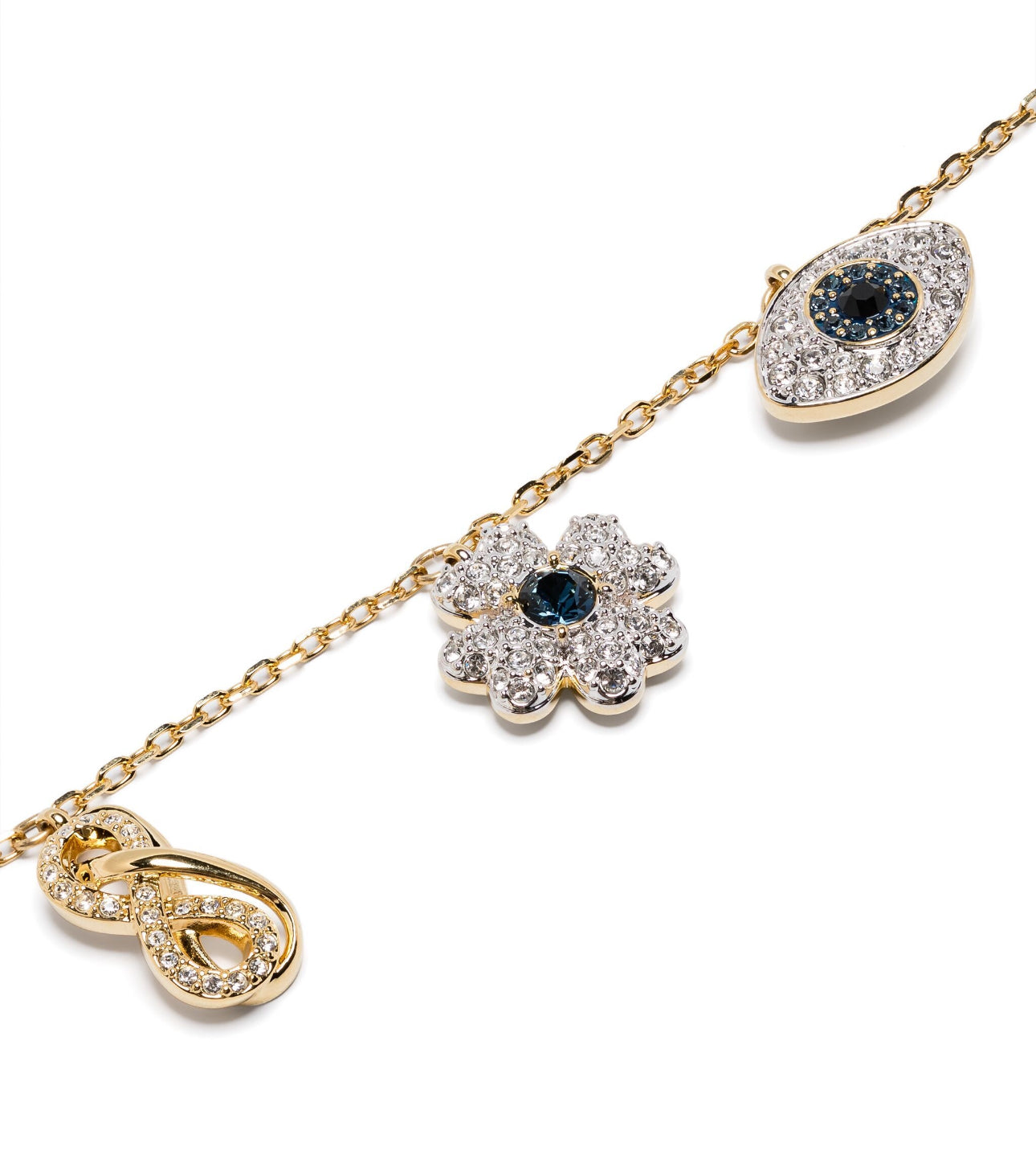 Gold Moonkissed Evil Eye Charm Dangle Necklace