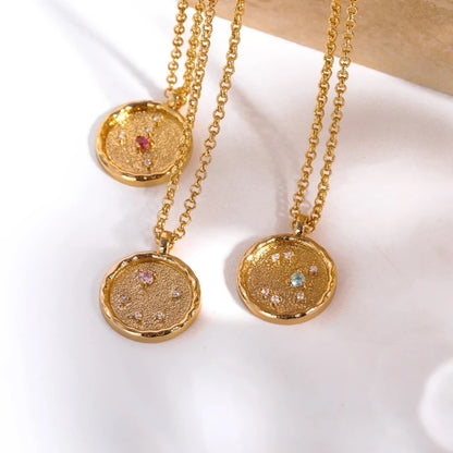Birthstone & Zodiac Necklace (Stainless Steel)
