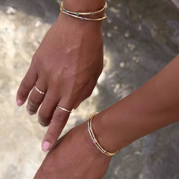 Gold & Pink Soft Elegance Bangle (Mix Metal)