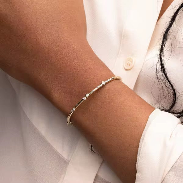 Gold & Pink Soft Elegance Bangle (Mix Metal)