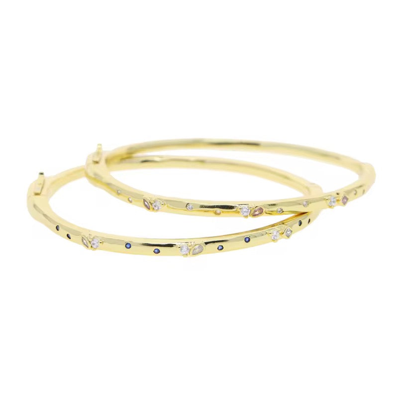 Gold & Pink Soft Elegance Bangle (Mix Metal)