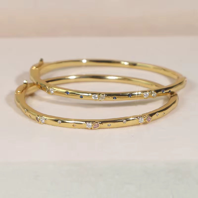 Gold & Pink Soft Elegance Bangle (Mix Metal)