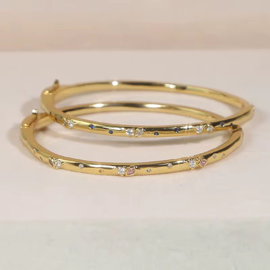 Gold & Pink Soft Elegance Bangle (Mix Metal)