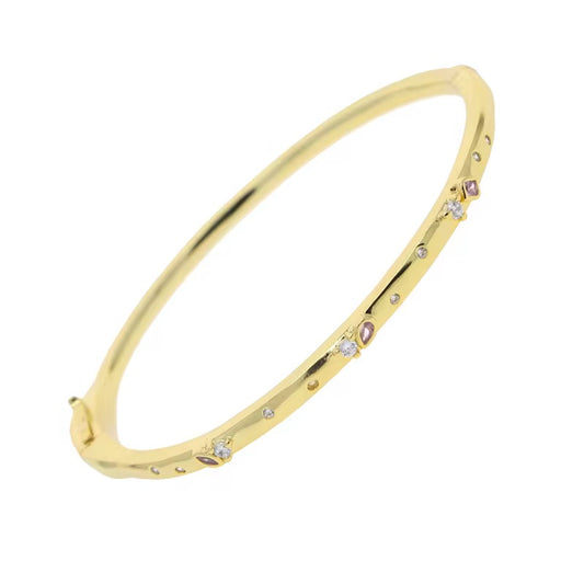 Gold & Pink Soft Elegance Bangle (Mix Metal)