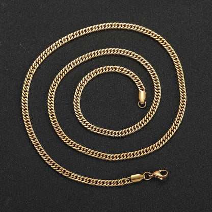 Mens Gold Close Link Cube Chain (60cm)