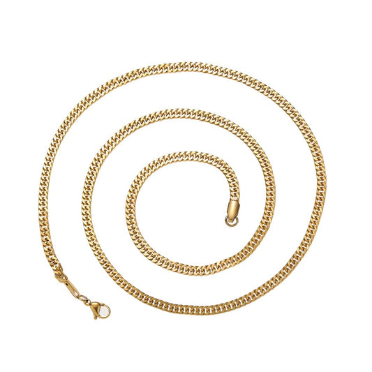 Mens Gold Close Link Cube Chain (60cm)