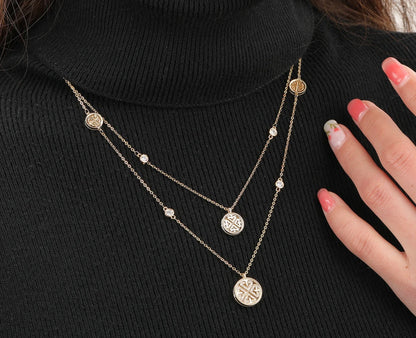 Gold Euro Flash Double Layer Necklace
