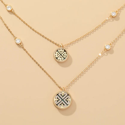 Gold Euro Flash Double Layer Necklace