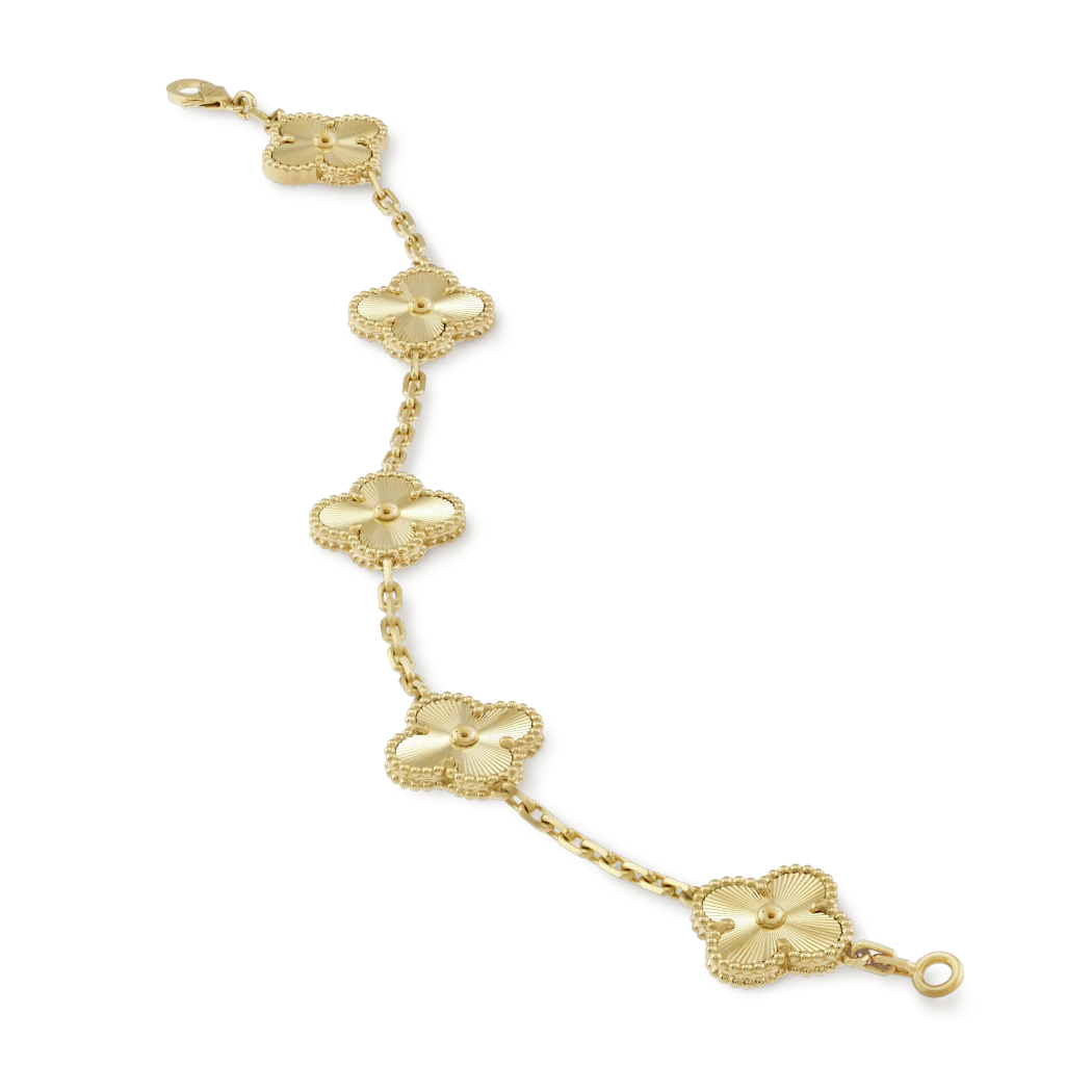 Gold Vintage Clover Bracelet (925,Heavyweight)