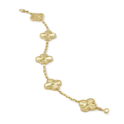 Gold Vintage Clover Bracelet (925,Heavyweight)