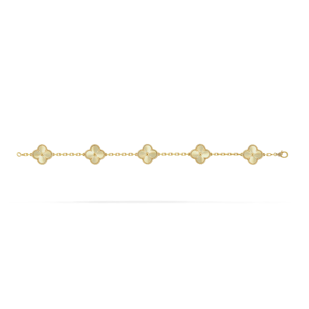 Gold Vintage Clover Bracelet (925,Heavyweight)