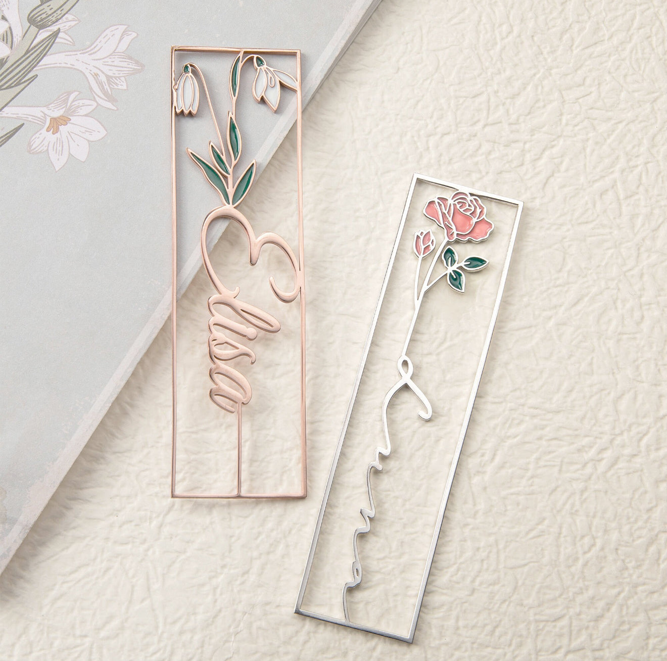 Personalised BirthFlower Bookmark (Gold, Silver, Rose)