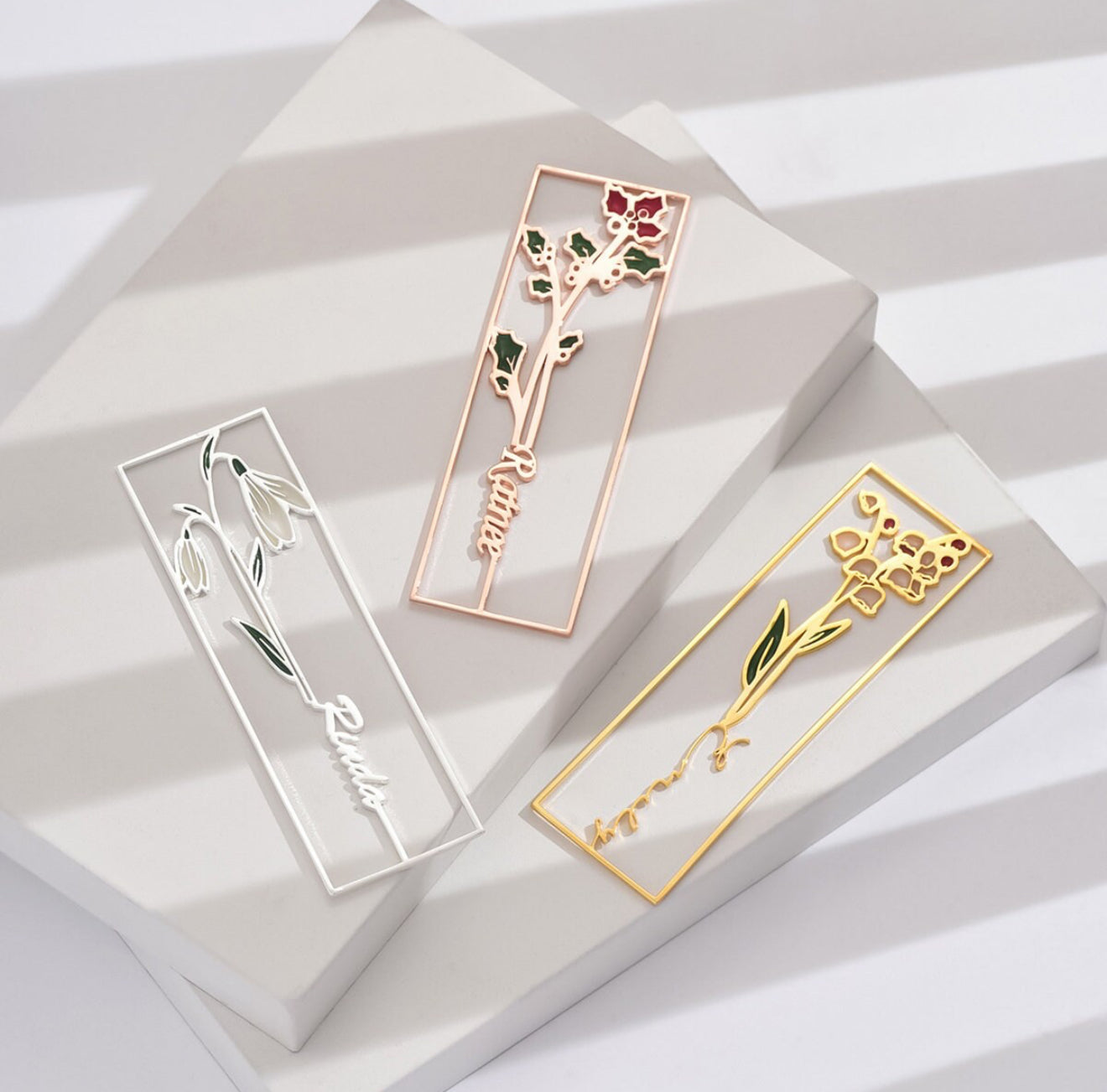Personalised BirthFlower Bookmark (Gold, Silver, Rose)