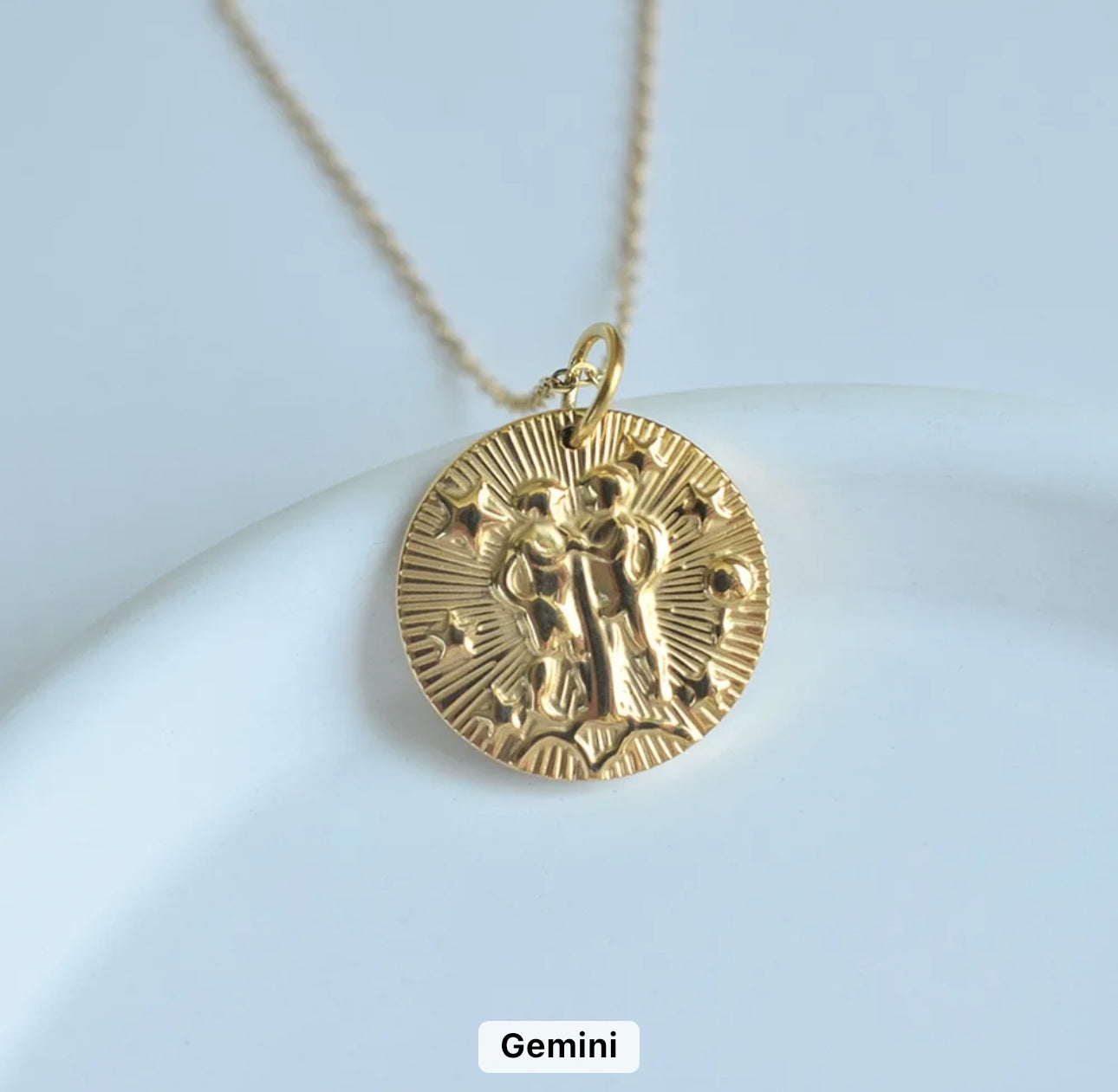 Gold Zodiac Medallion Necklace (Stainless Steel)
