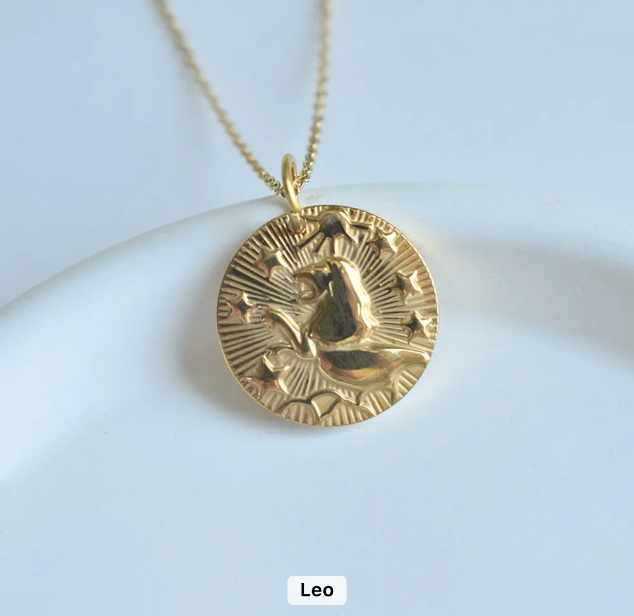 Gold Zodiac Medallion Necklace (Stainless Steel)